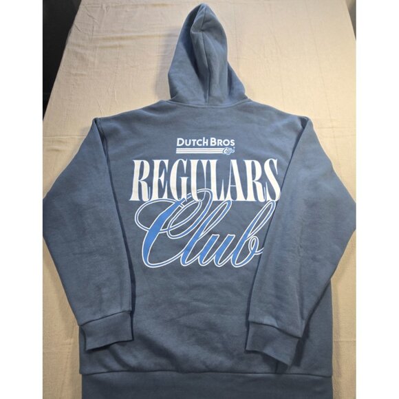 NWOT Dutch Bros Hoodie Unisex Large Blue Sweatshirt Coffee Back Graphic Logo - Picture 1 of 15